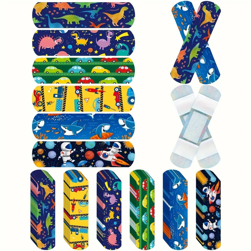 24/60pcs Vibrant Cartoon Bandages Patches - Waterproof, Self-Adhesive, Breathable Wound Plaster in 6 Cute Styles, Colorful, Fun