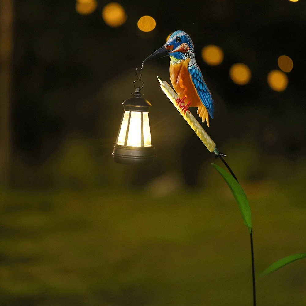 Solar Bird Lantern Outdoor Landscape Light - Decorative Iron Art