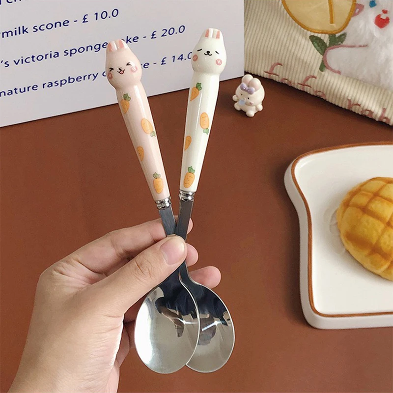 Tableware Set Spoon Fork Chopstick Cute Rabbit Student Portable Dinnerware Camping Travel Cutlery Sets with Box