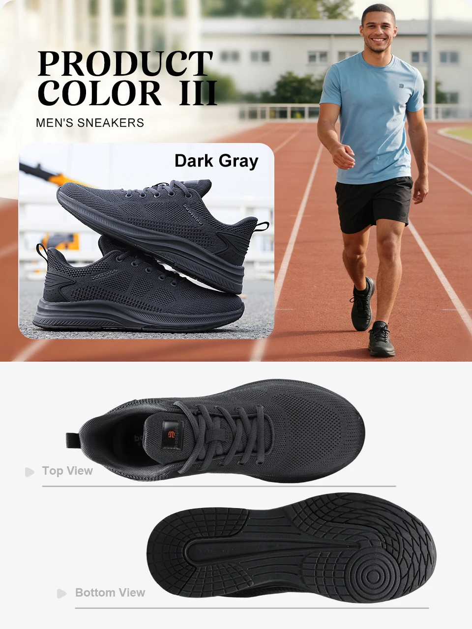 Baasploa Herren-Laufschuhe, atmungsaktive Freizeit-Sneaker aus Mesh, zum Schnüren, bequem, leicht, Sportschuhe, rutschfest, für den Außenbereich – Detail 11