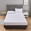 1pc Brushed Fitted Sheet Soft Comfortable Solid Color Light Grey Bedding Fitted Sheet for Bedroom Guest Room Student Dorm Hotel 3