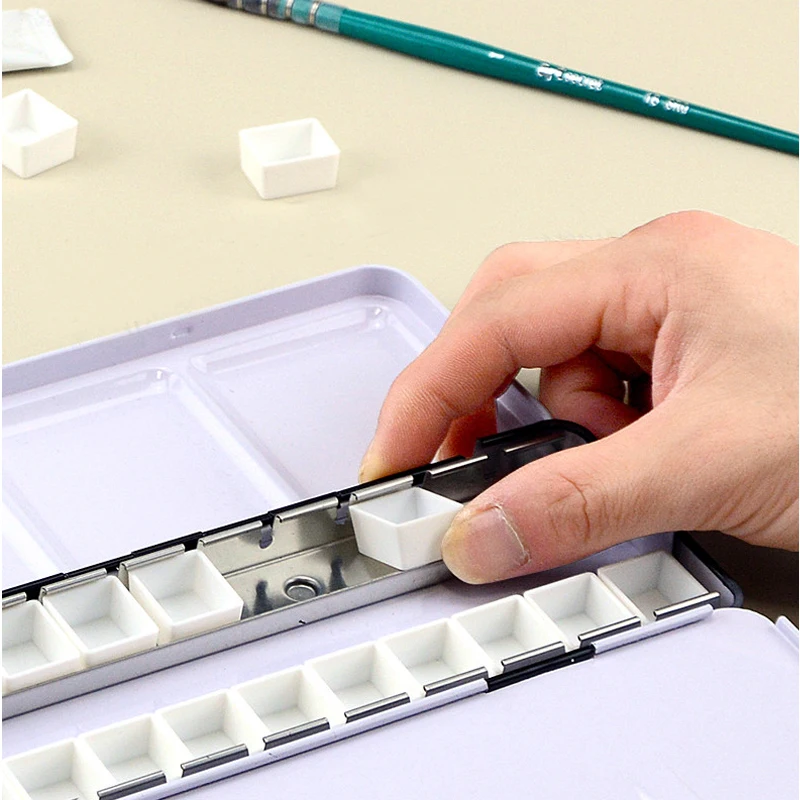6/12/24/36/48pcs Empty Half Pan White Plastic Watercolor Paint Grid Pans Artists Palette Art Supplies color palette,watercolor palette,watercolor paint pans