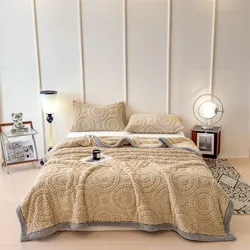 Luxury Double - Sided Velvet Plush Blanket - Thickened, Warm, and Soft Fleece Throw - 150x200cm 3 pcs set (Camel)