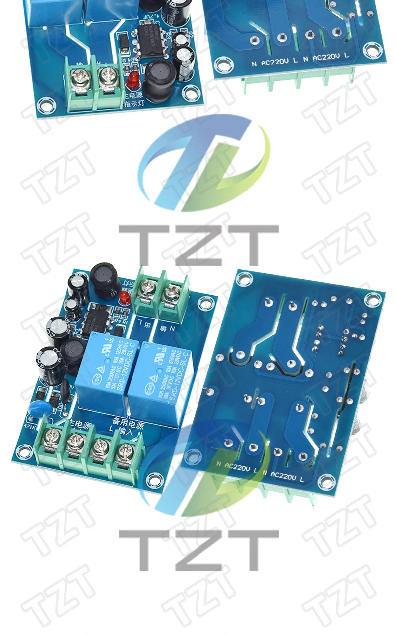 220 V 10 A 2-Kanal-Automatik-Netzschaltermodul mit zwei Eingängen, Power-Off-Umschalter, Transferplatine, Notstromversorgung – Detail 4