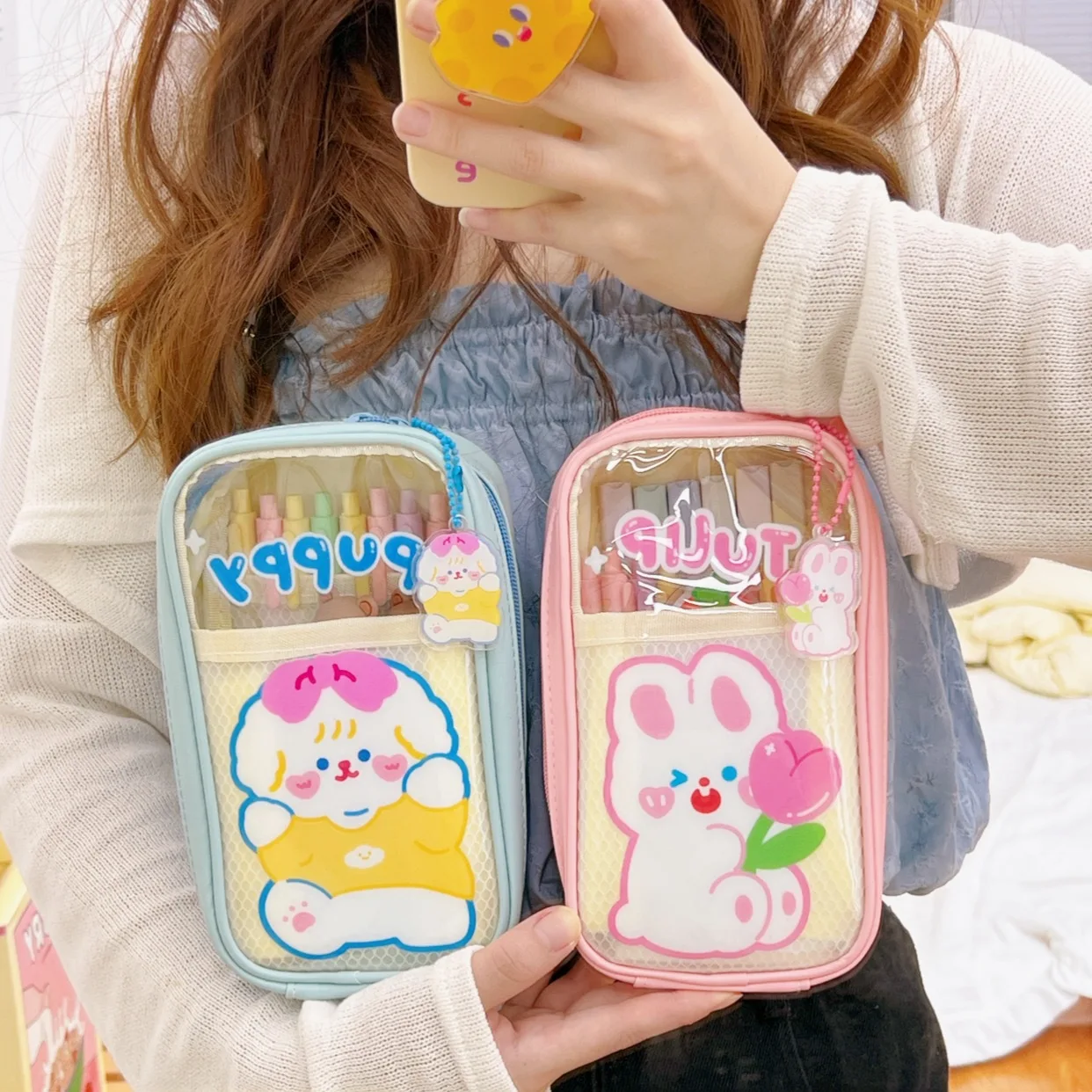 MINKYS Kawaii Big Capacity Pencil Case Pen Storage Bag Cute