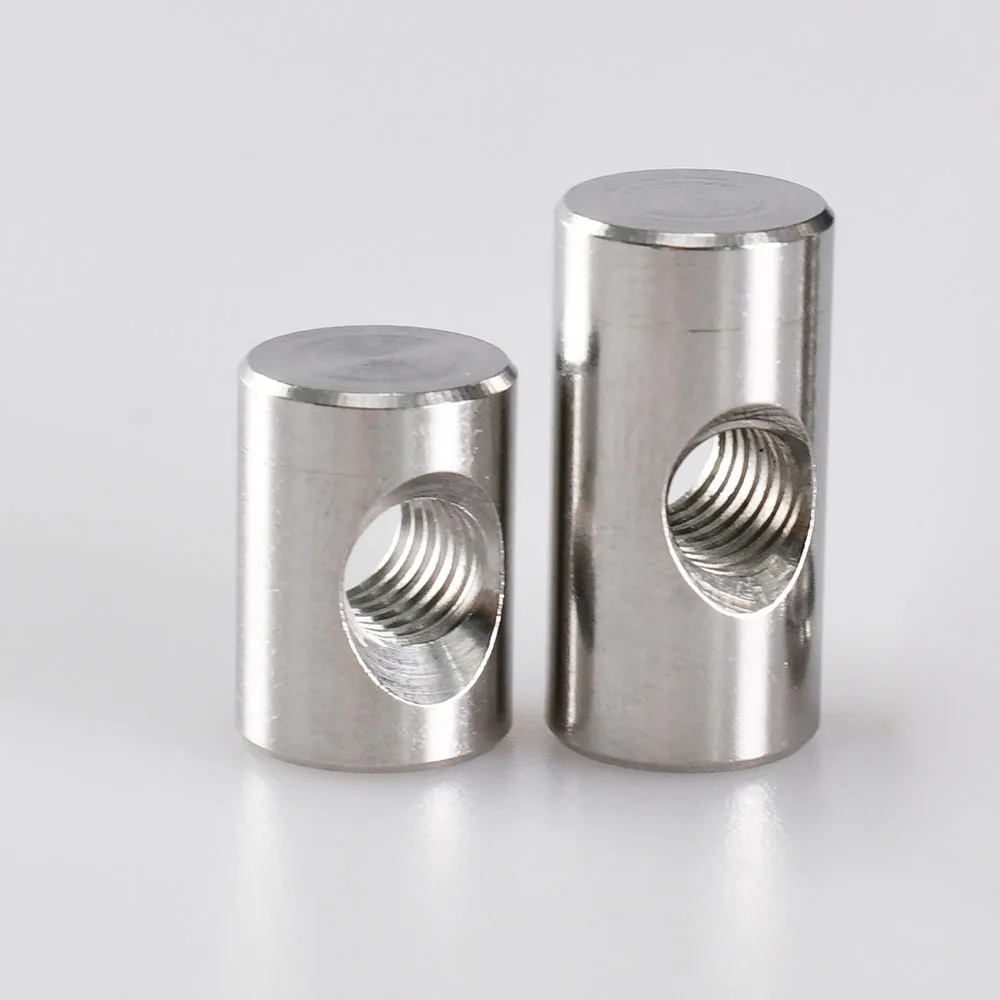 Cross Hole Barrel Nut M4 M5 M6 304 Stainless Steel Bolts Cylindrical Pin Dowel Wood Furniture Embedded Locking Long Nut