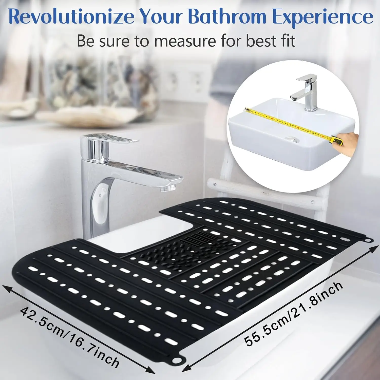 1pc Foldable Silicone Bathroom Sink Cover Portable Makeup Mat, Expanding Sink Protector Accessories for Enhanced Counter Area 6