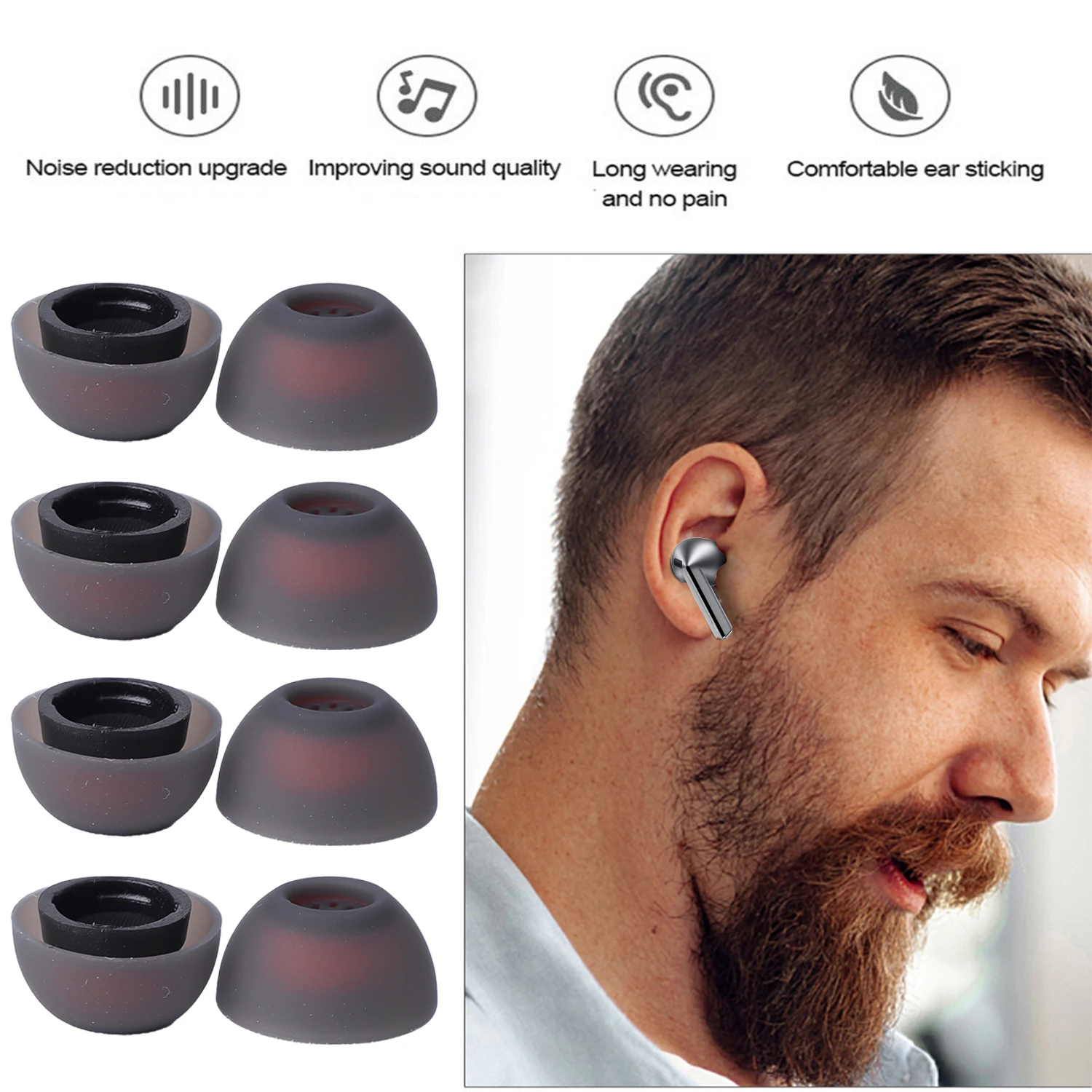 Versatile Soft Silicone Noise Reduction Earbud Tips