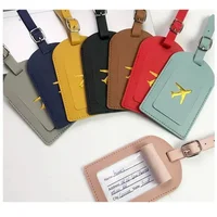 Étiquette de bagage d'affaires en cuir estampillé, étiquette d'adresse de valise, étui d'embarquement, nom, identification, Clip d'adresse, accessoires de voyage 2