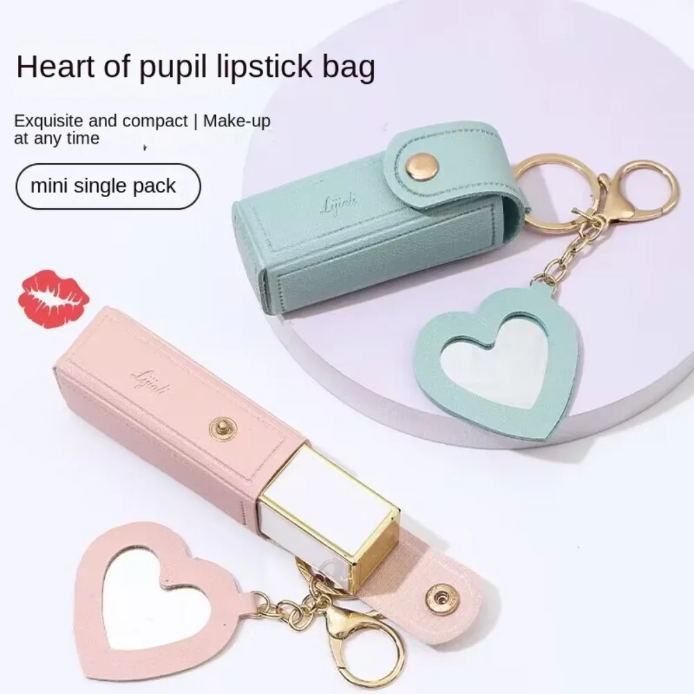 

Solid Color Lipstick Bags Luxury PU Lightweight Wallet Keychain Mini Storage Bag Gift