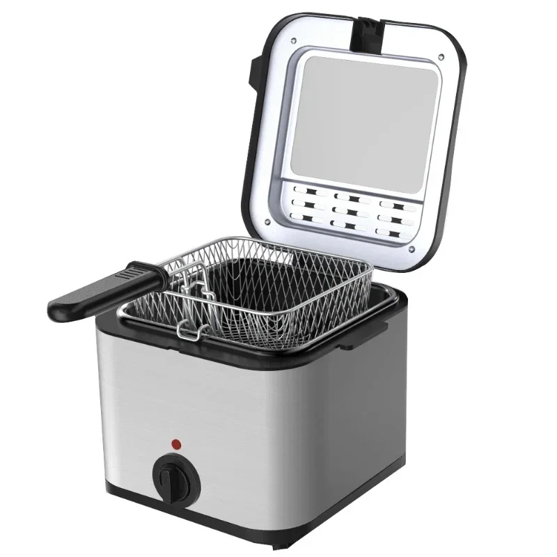 220V/1000W Integrated Self-heating Electric Fryer French Fries Machine You Tiao Machine 2.5L Household Stainless Steel Fryer 4