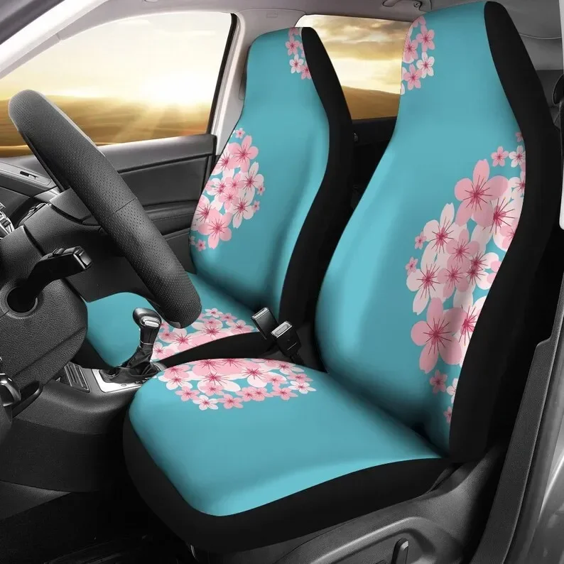 Pink And Blue Rose Floral Pet Car Seat Cover