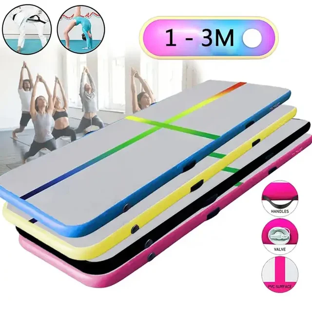 Air Tracks Inflatable  Durable 1x0.6x0.1m Gymnastics Mat Tumbling Gym Mat With Colorful Line Indoor Yoga Floor For Training Use 2