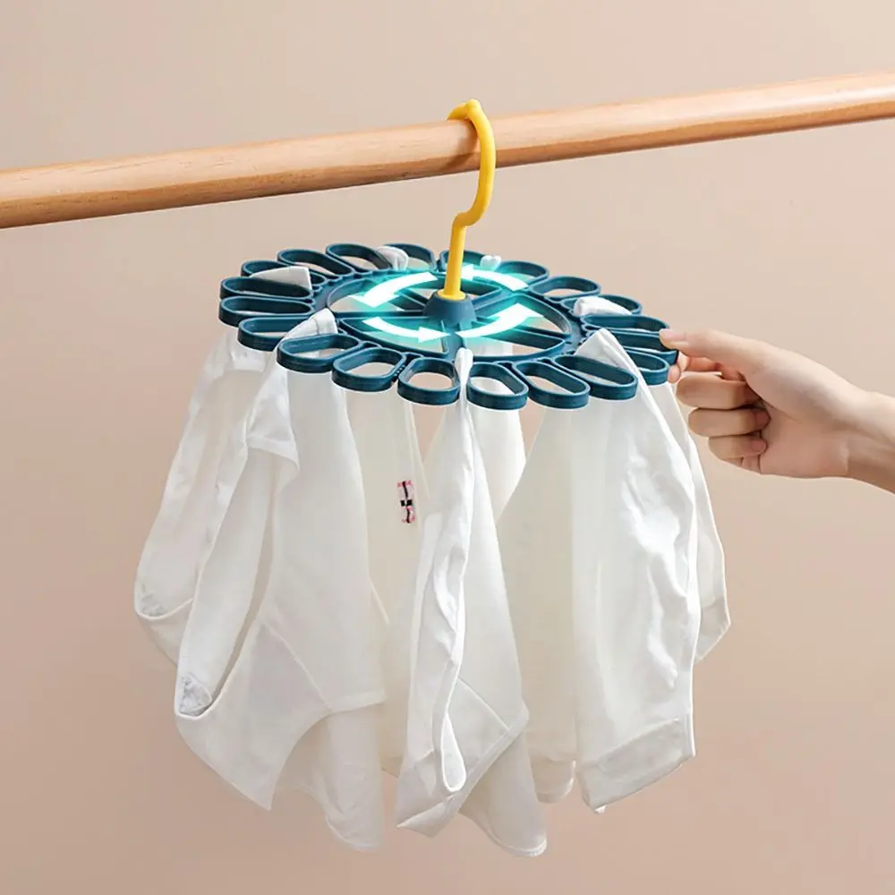 Round Drying Rack Large Capacity 20 Clips Multifunction Hanger Shelf for Bedroom Closet Socks Bra Storage Space Saving Organizer 4