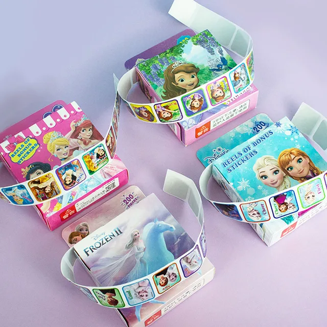 Disney Stickers 200Pcs/Box Removable Cartoon Frozen Mickey Sofia Princess Sticker Kids Girl Children Teacher Reward Toys Gift 3