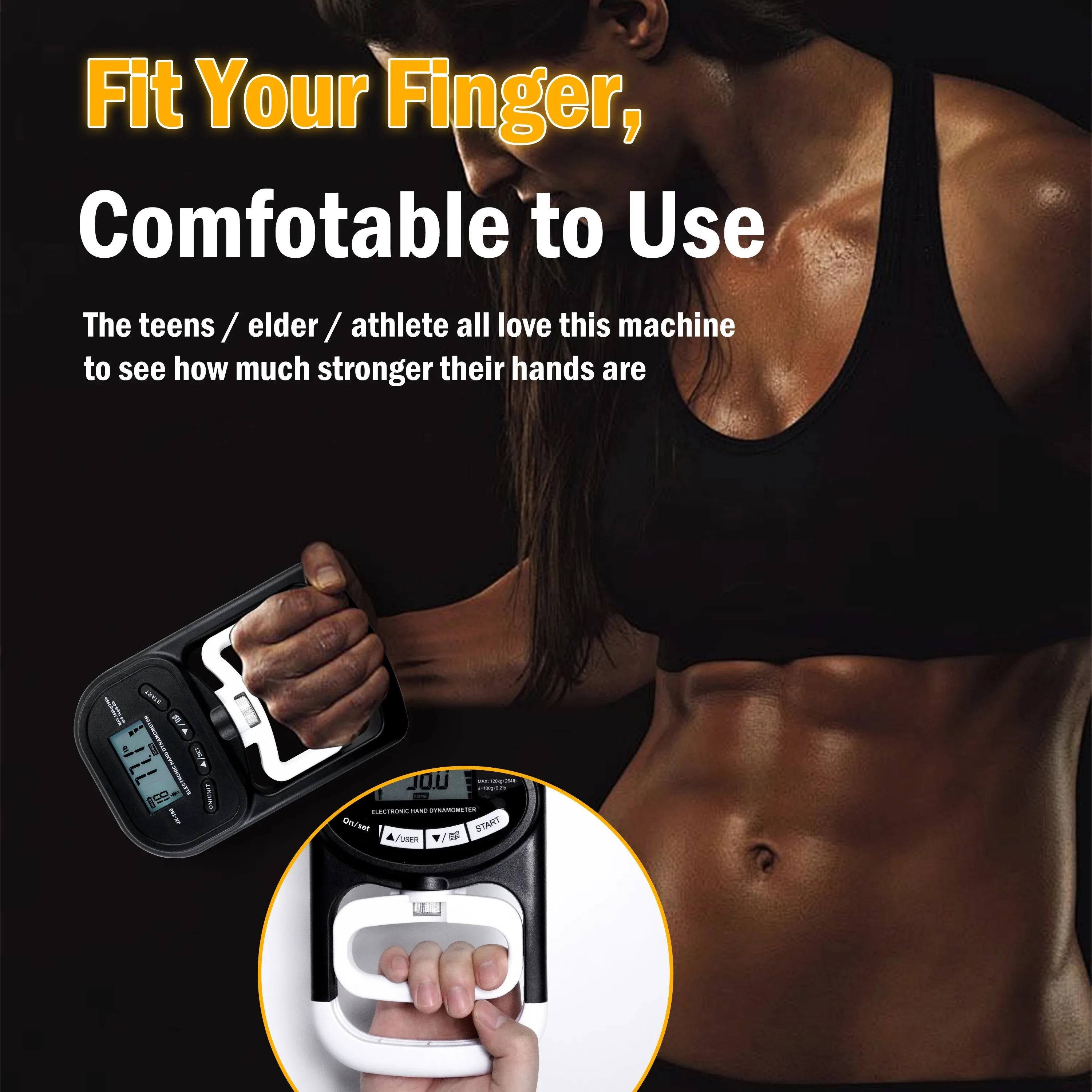 Digital Hand Dynamometer Grip Strength Trainer Electronic Tester USB LCD Screen Exercise Home School Grip Tester hand dynamometer