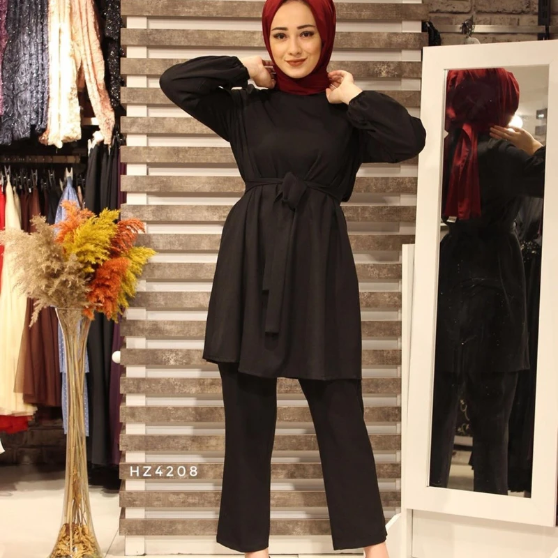 2023 Elegant Muslim Sets Turkey Mubarak Kaftan Muslim Fashion Hijab Dress Sets Musulman Ensembles  Islam Clothing For Women
