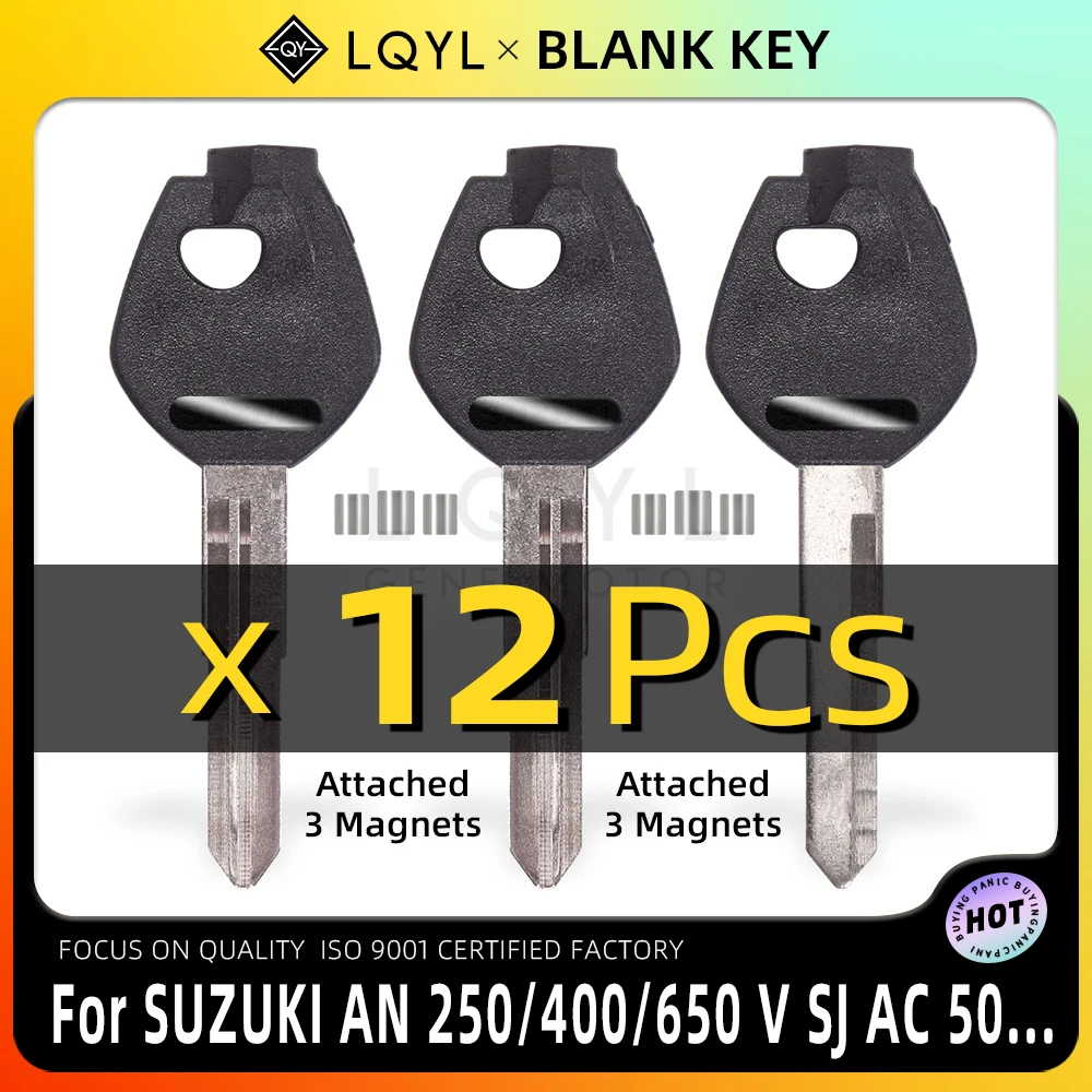 12Pcs Blank Key Replace Uncut Keys For SUZUKI Magnet Anti-theft lock AN250 AN400 AN650 Burgman Sj50 V125S G V50 AG50 60Single