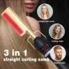 Hot Comb Hair Straightener Heat Pressing Combs LCD Ceramic Curling Iron for Hair Beard Wigs Wet and Dry Hair Styling Tools 3