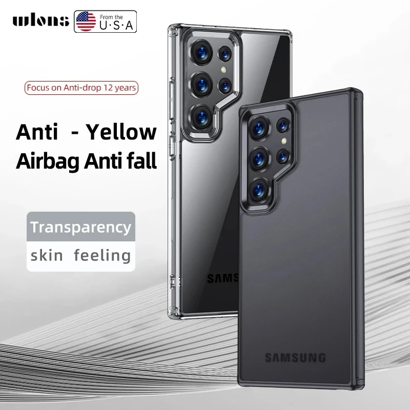 

For Samsung Galaxy S24 Ultra Case Crystal Clear Hard PC Shockproof Camera Protection Transparent Matte Cover for Galaxy S24 Plus