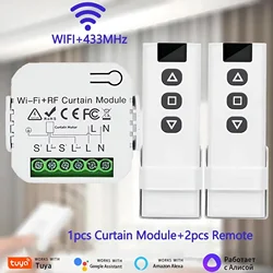 WiFi Smart Curtain & Shutter Remote Switch with Voice Assistant Integration (1 Receiver 2 Remotes)