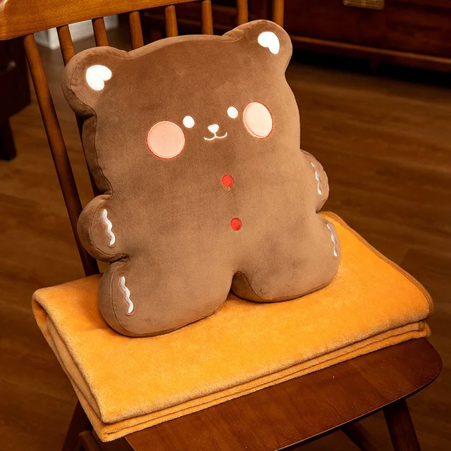 Kawaii Practical Soft New Bear Pillow Plush Toy Home Two-In-One Blanket Office Student Gift Home Decoration Gift for Girl Kids