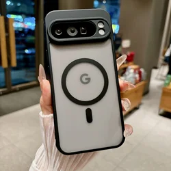 Matte Transparent Magnetic Shockproof Armor Hard Cover - Pixel 10ProXL (Black)
