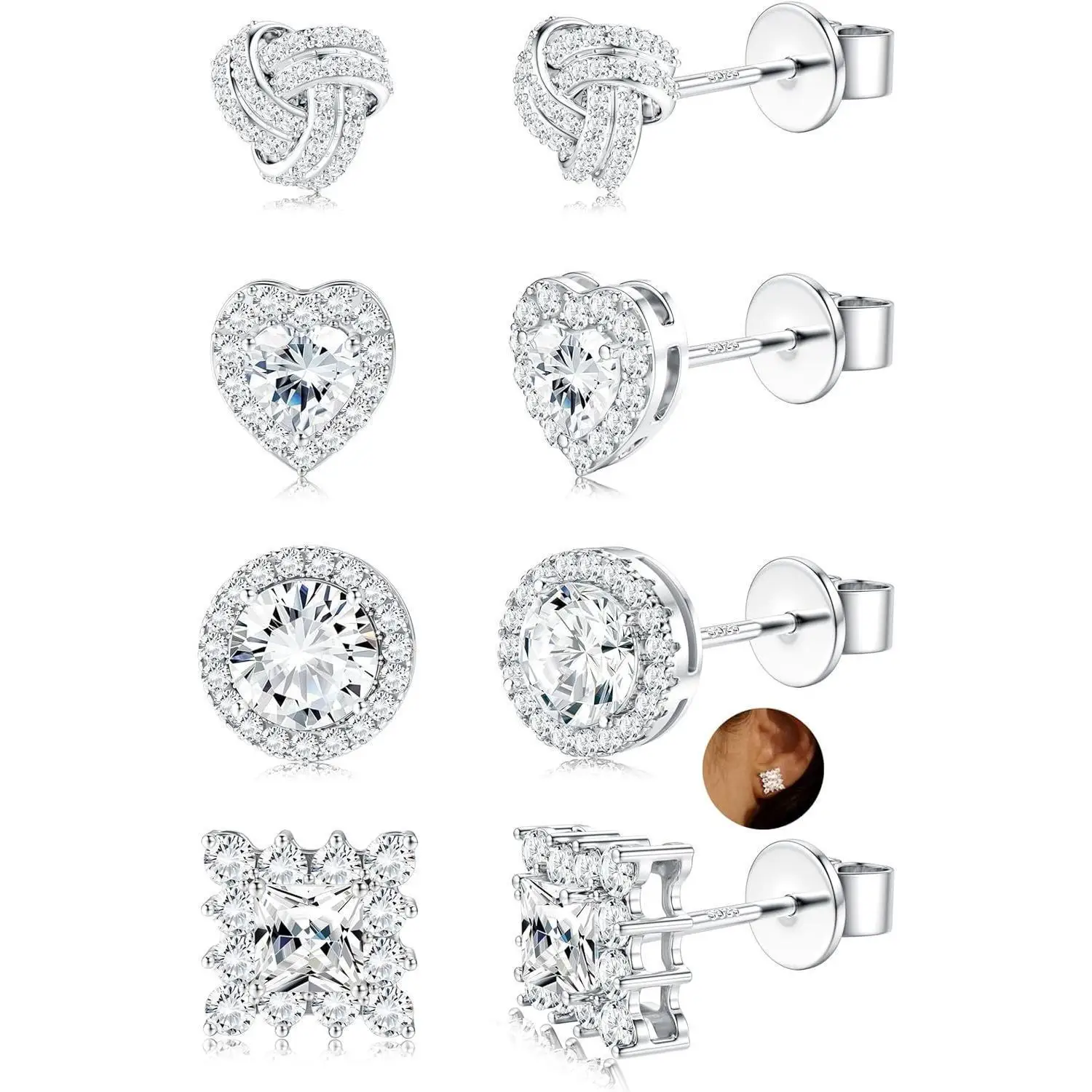 1 Pair S925 Sterling Silver Cubic Zirconia Butterfly Stud Earrings Jewelry Accessory For Women, Daily, School, Commute, Gift For Classmates, Sisters, Daughters, Birthday P 156896589