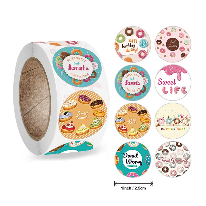 8 Designs Stylish Donut Stickers Delicious Looking Handmade labels stickers for Cake bread baking Burger kid Stationery |