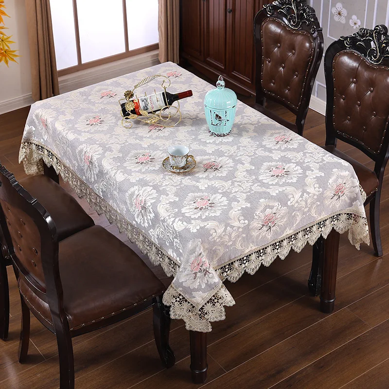 

New Lace Table Cloth Round Rectangular Coffee Table Tablecloth Embroidered Nordic Style Home Restaurant Dustproof Decor Cover