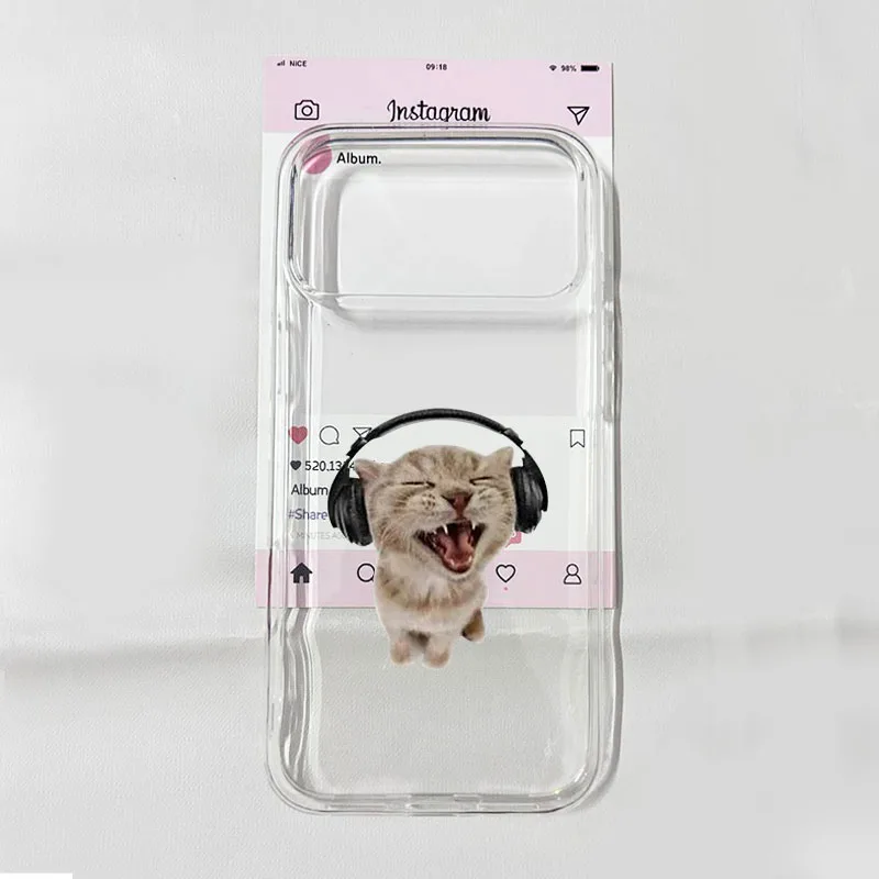 Humorous Cat Cartoon Clear Shockproof TPU Phone Case