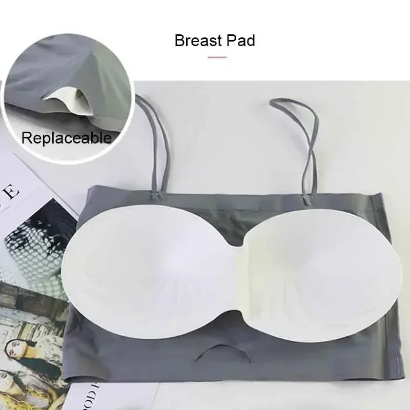 Bras Push Up Lingerie Ice Silk Seamless Word Sling Female Tube Top White Bralette Top Tanks Fashion Summer Sexy For Women women lingerie bra,women tube tops