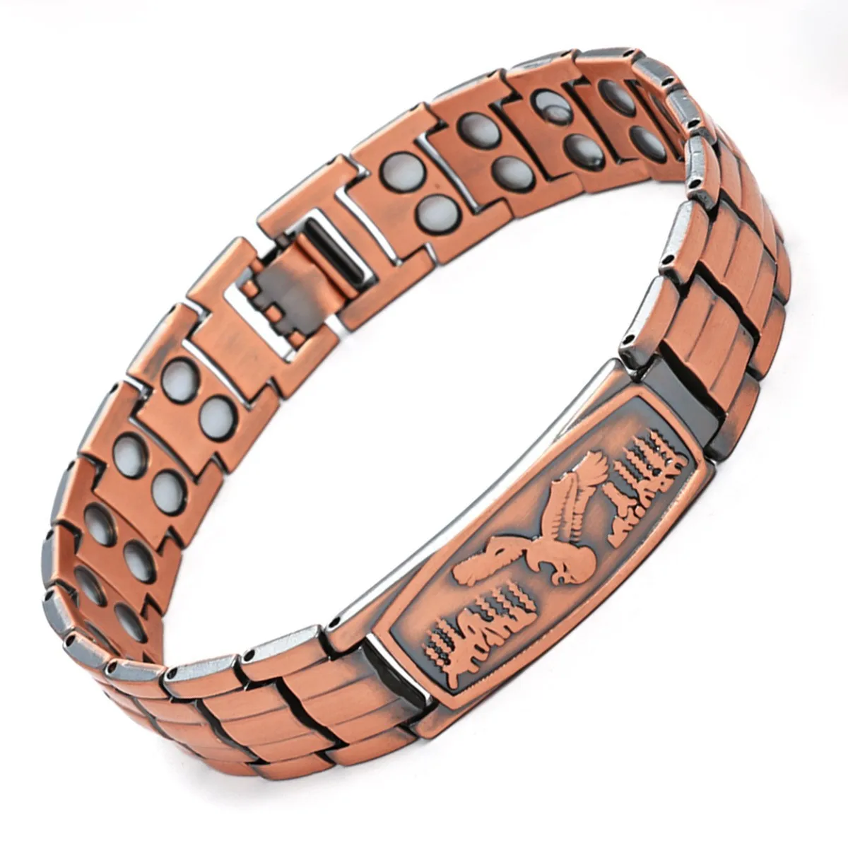 Men Pure Copper Bracelet 3500 Gauss 3X Strongth Magnetic Therapy Link Bracelets Christmas Jewelry Gift