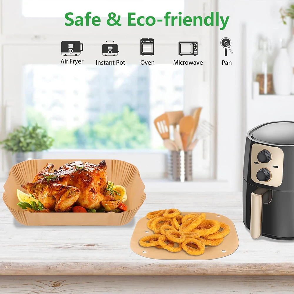 Air Fryer Disposable Paper 20cm Square Perforated Papers Non-Stick Parchment Baking Paper for Deep Fryers Air Fryer Accessories
