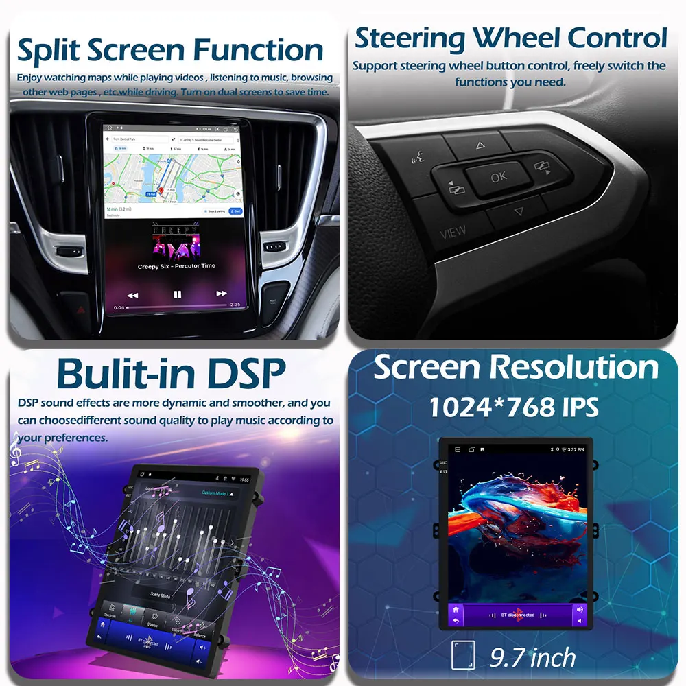 Navigatore GPS Android 14 per Kia Carens 2006-2012, Bluetooth Wireless, Carplay, Lettore Video per Auto Senza 2 Din - immagine 3