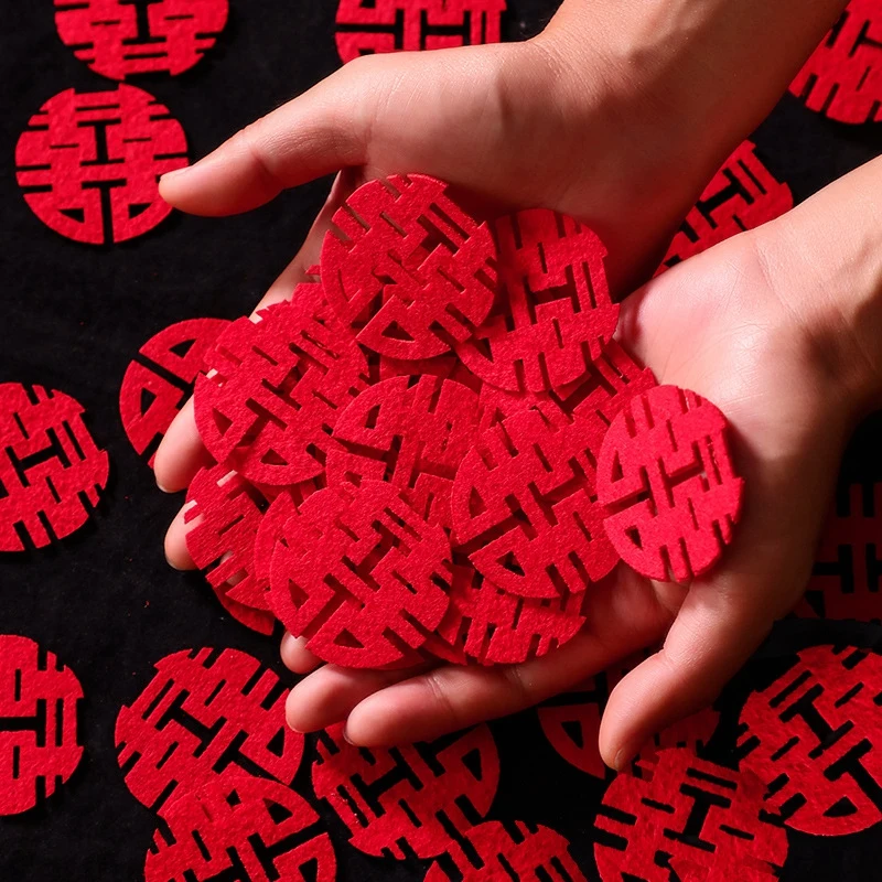 Mini Doppeltes Glück Liebes-Symbol Chinesische Traditionelle Hochzeit Konfetti Bankett-Party-Zubehör Hochzeitszimmer-Dekoration – Detail 3