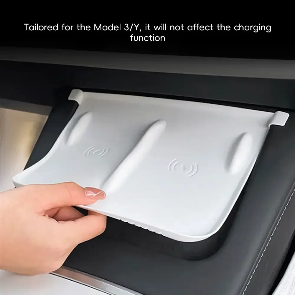 For Tesla Model 3 Y Highland Silicone Wireless Charging Pad Charger Protect Cover Car Accessories Non-Slip Dust-Proof Mat