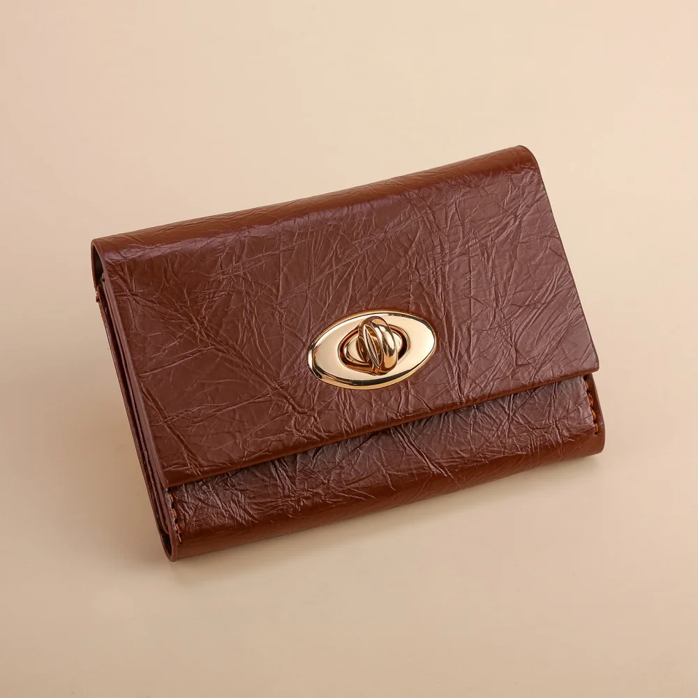 Zipper Coin Purse Multi-Card Oil Leather Wallet Card Holder Oily Women'S Wallet For Travel Shopping Casual Outings