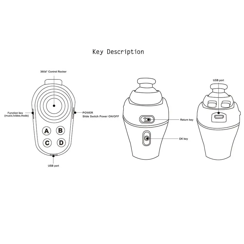 R1 Mini Ring Bluetooth-Compatible Rechargeable Wireless USB VR Remote Game Controller Joystick Gamepad for Android 3D Glasses