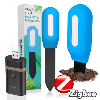 Zigbee Soil Sensor with Gateway Kit Real-Time Soil Moisture & Air Temperature Monitor for Greenhouse Garden Lawns Plants Tester 1
