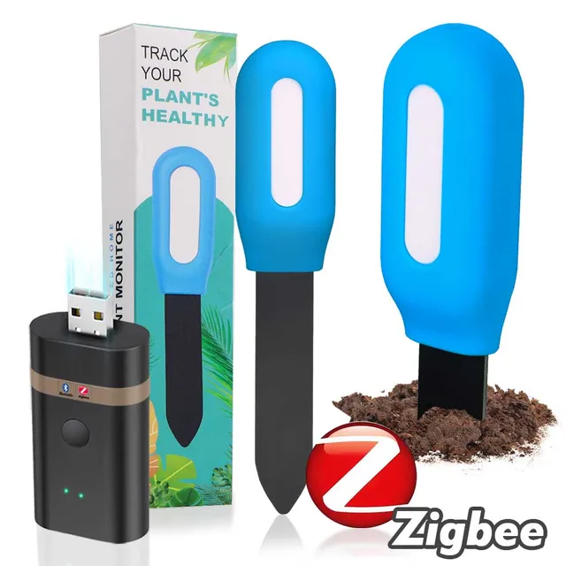 Zigbee Soil Sensor with Gateway Kit Real-Time Soil Moisture & Air Temperature Monitor for Greenhouse Garden Lawns Plants Tester 1