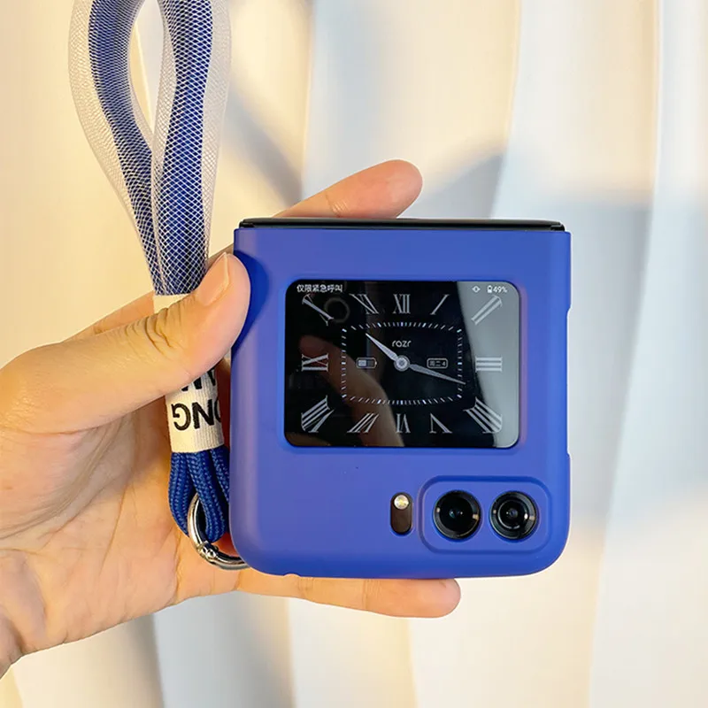 Custodia Per Telefono Portatile Con Cordino Blu-Nero Moda Per Motorola Razr 40 Ultra Razr 2022 Cover Pieghevole Razr 2023 Fundas
