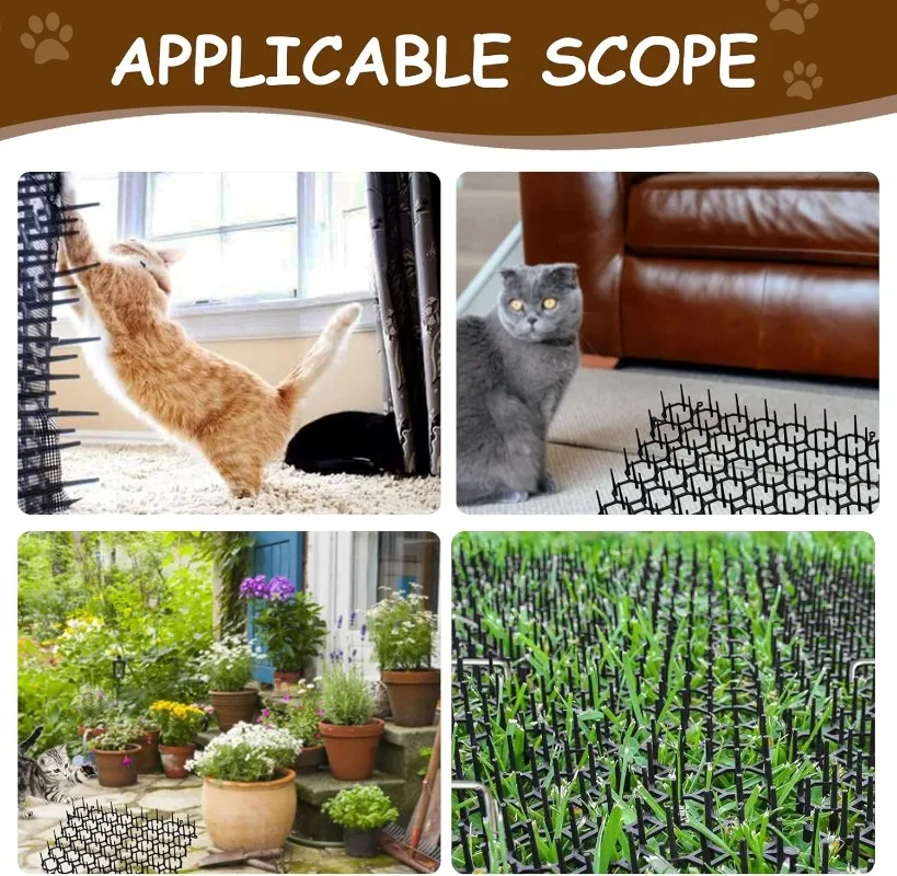 Cat Repellent Mat Garden Prickle Strip Spliceable Anti Dog Digging Climbing Mats Keep Pets Away Universal Animal Driving Tools