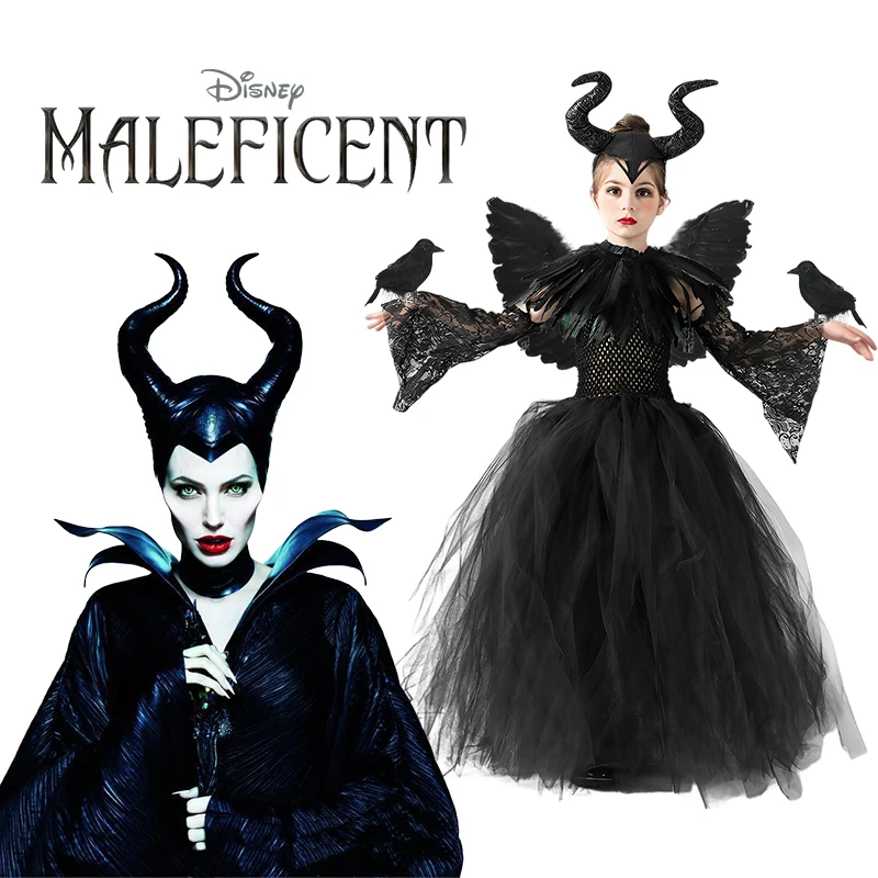 Disney Maleficent Costume Cosplay Costume Di Halloween Vestito Maleficent Per Ragazze Cosplay Evil Queen Tulle Dress Party Clothing