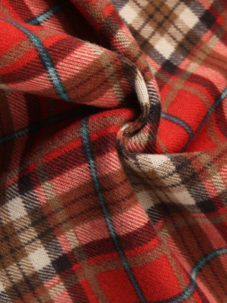 Spaghetti Strap Red Plaid Dress Plus Size 2025 Autumn Sexy Slim Premium Knit Women Long Dress with 56cm Slit