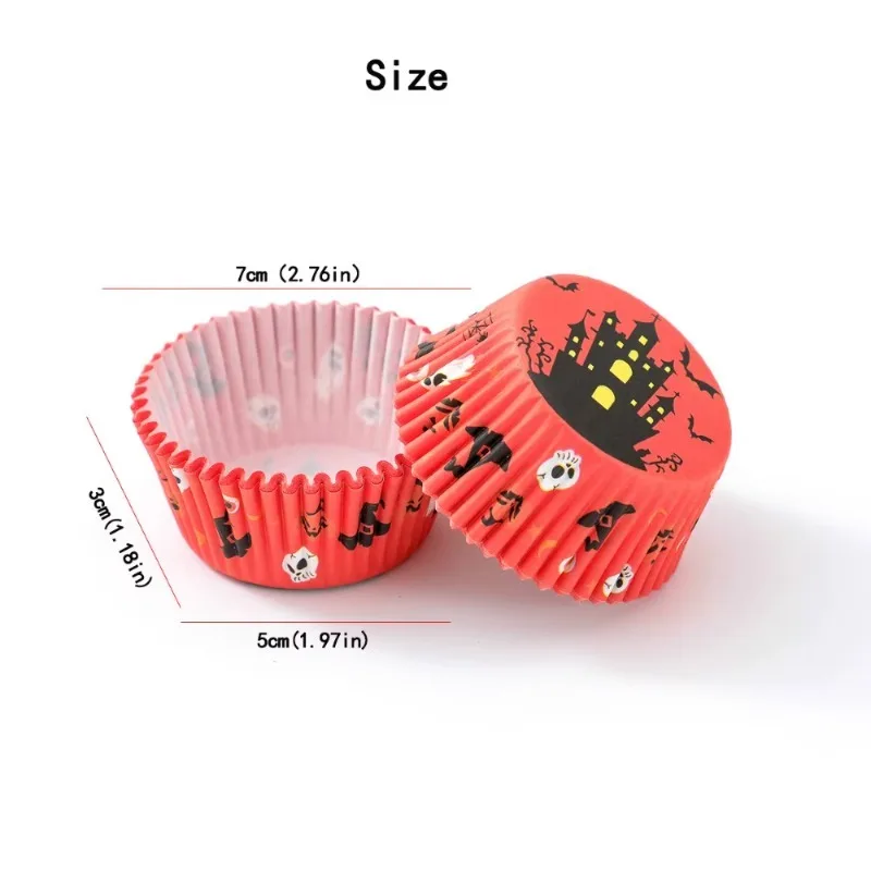 Cupcake and Muffin Baking Liners with Spooky Ghost and Pumpkin Designs for Party Decorations Candy Treats and Baking Supplies