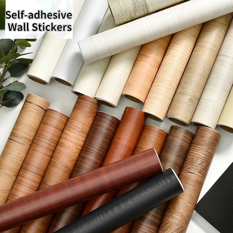 Wood Grain Wall Sticker Desk Wardrobe Refurbishment Kitchen Bathroom