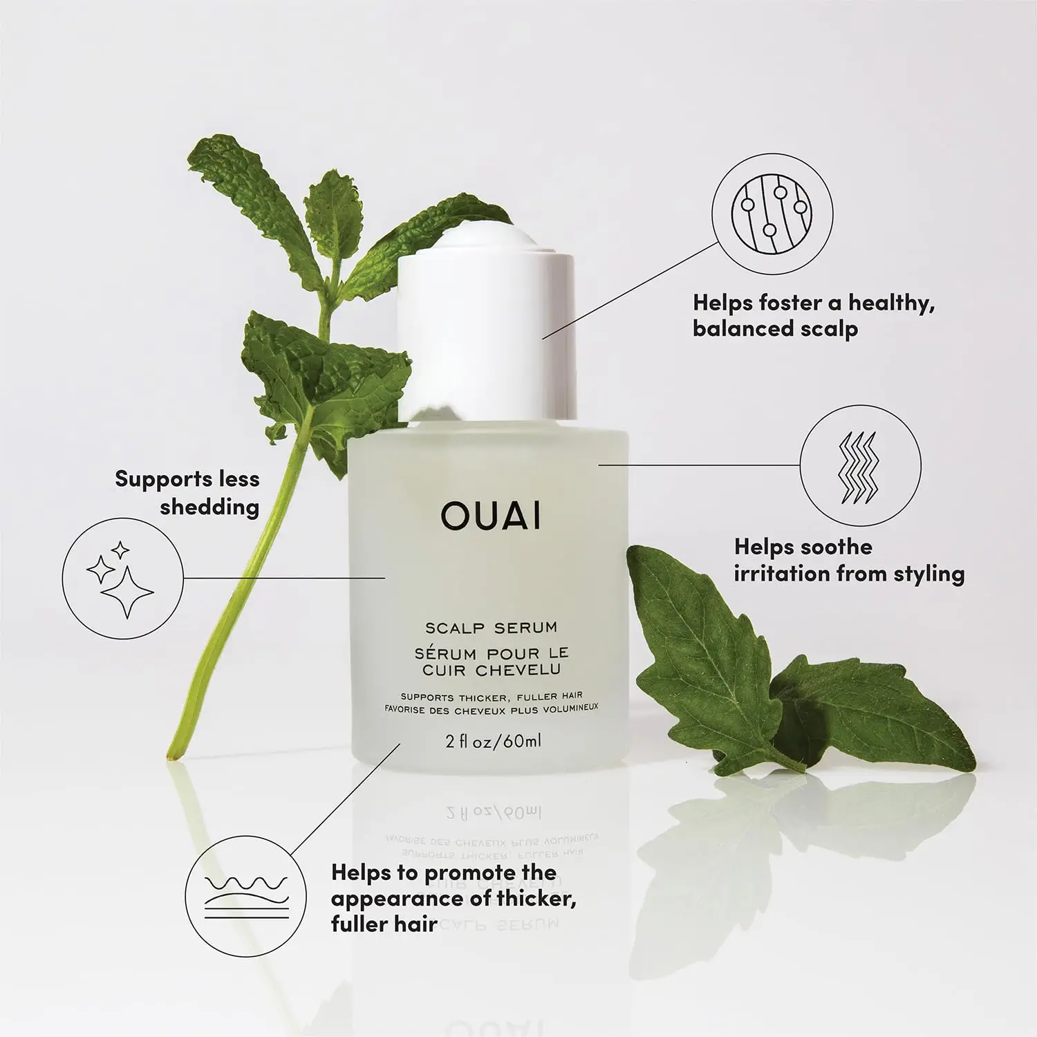 OUAI Scalp Serum Balancing and Hydrating Serum with Red Clover Extract, Siberian Ginseng and Peptides for Thicker Fuller