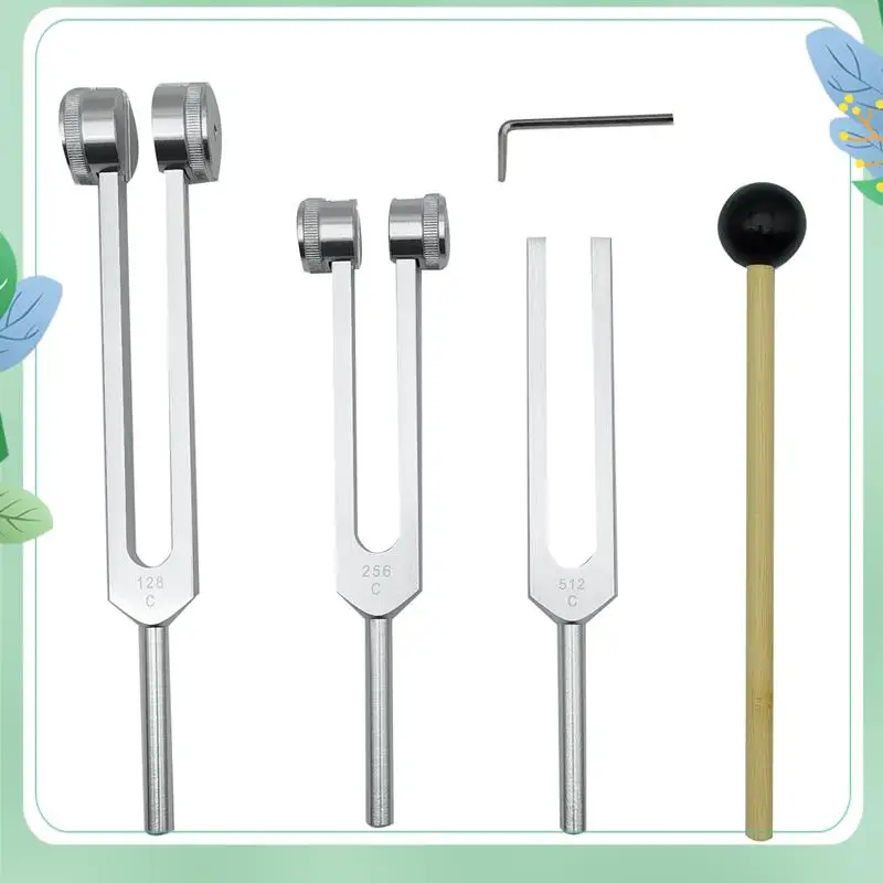 SYDS 4 Pack Tuning Fork Set(128Hz, 256Hz, 512Hz)With Tuning Fork Hammer For Sound Sound Vibration Tool
