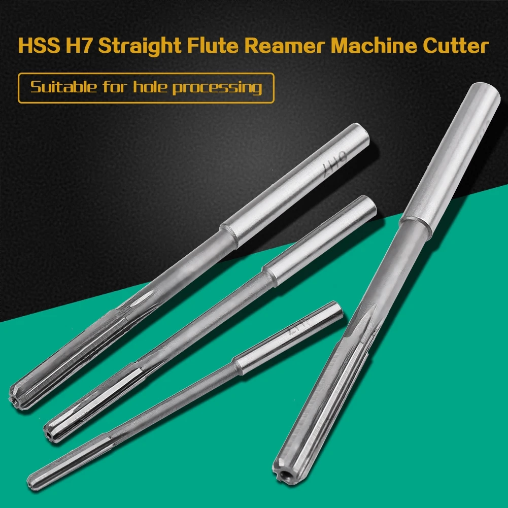 Cutting Reamer Milling Cutter HSS H7 Straight Flute Reamer Machine Cutter 3/4/5/6/7/8/9/10/11/12mm Milling Reamer 4